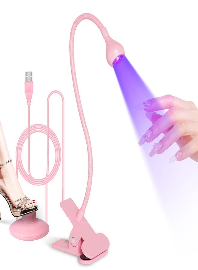 AORAEM UV LED Nail Lamp, Quick Drying UV Light for Gel Nails Foot Control LED Nail Cure Lamp, Flash Cure Light with Gooseneck and Clamp for Gel Nails, Pink - Image 1